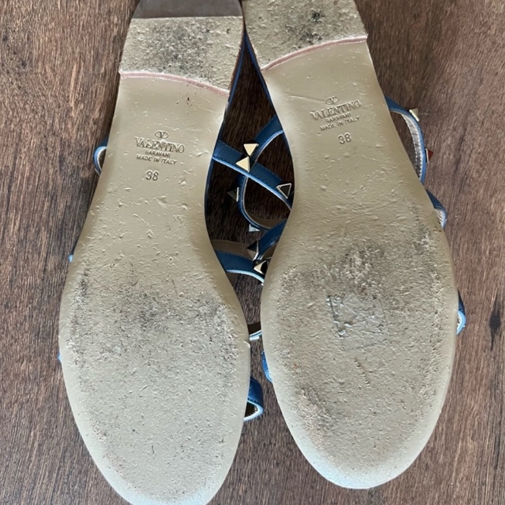 Valentino Garavani Blue Studded Sandals size 38 - Picture 2 of 2